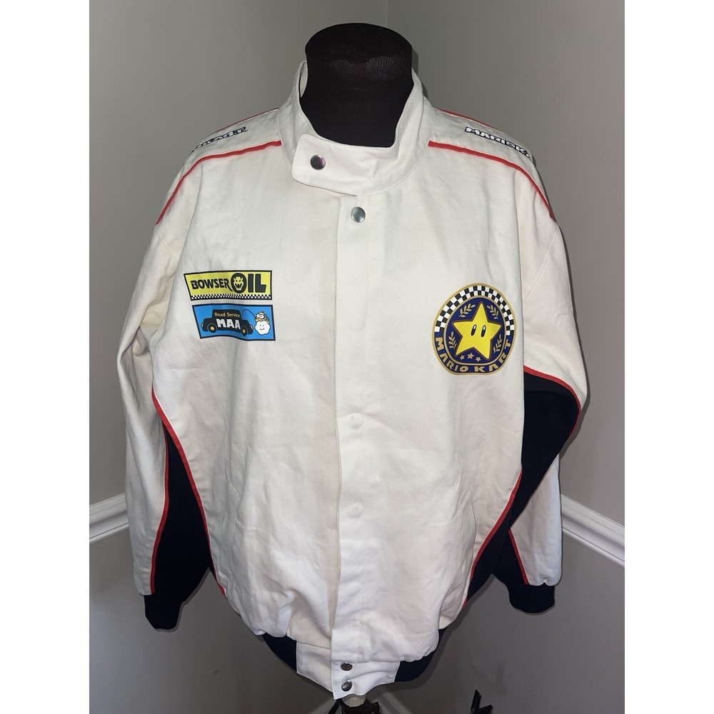 Mario Kart White Canvas Racing Jacket Adult Medium Target Exclusive NWT